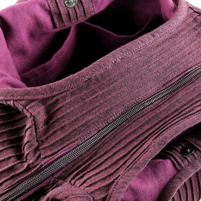 Alternate image for 100 Cotton Textured Shoulder Bag in Wine from Thailand Thai Texture in Wine