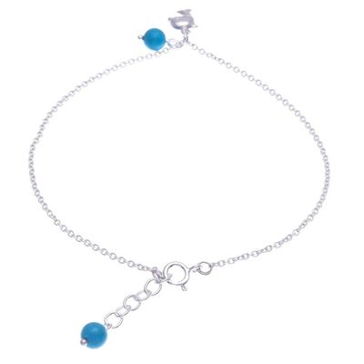 Alternate image for Sterling Silver Dolphin Charm Anklet Dolphin Day