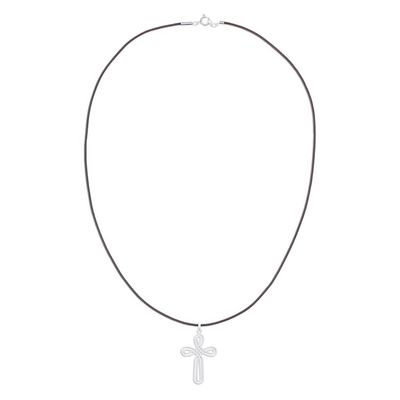 Alternate image for Cross-Shaped Sterling Silver Pendant Necklace from Thailand Pretty Cross