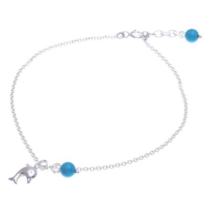 Alternate image for Sterling Silver Dolphin Charm Anklet Dolphin Day