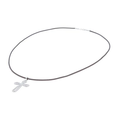 Alternate image for Cross-Shaped Sterling Silver Pendant Necklace from Thailand Pretty Cross