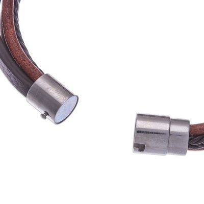 Alternate image for Leather Strand Bracelet in Brown from Thailand Mighty Strength in Brown