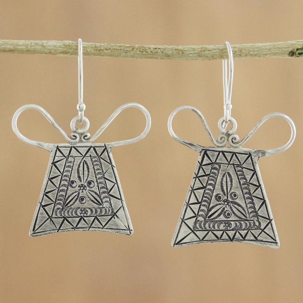 Unique 950 Silver Hmong Hill Tribe Style Earrings 'Hmong Lock'