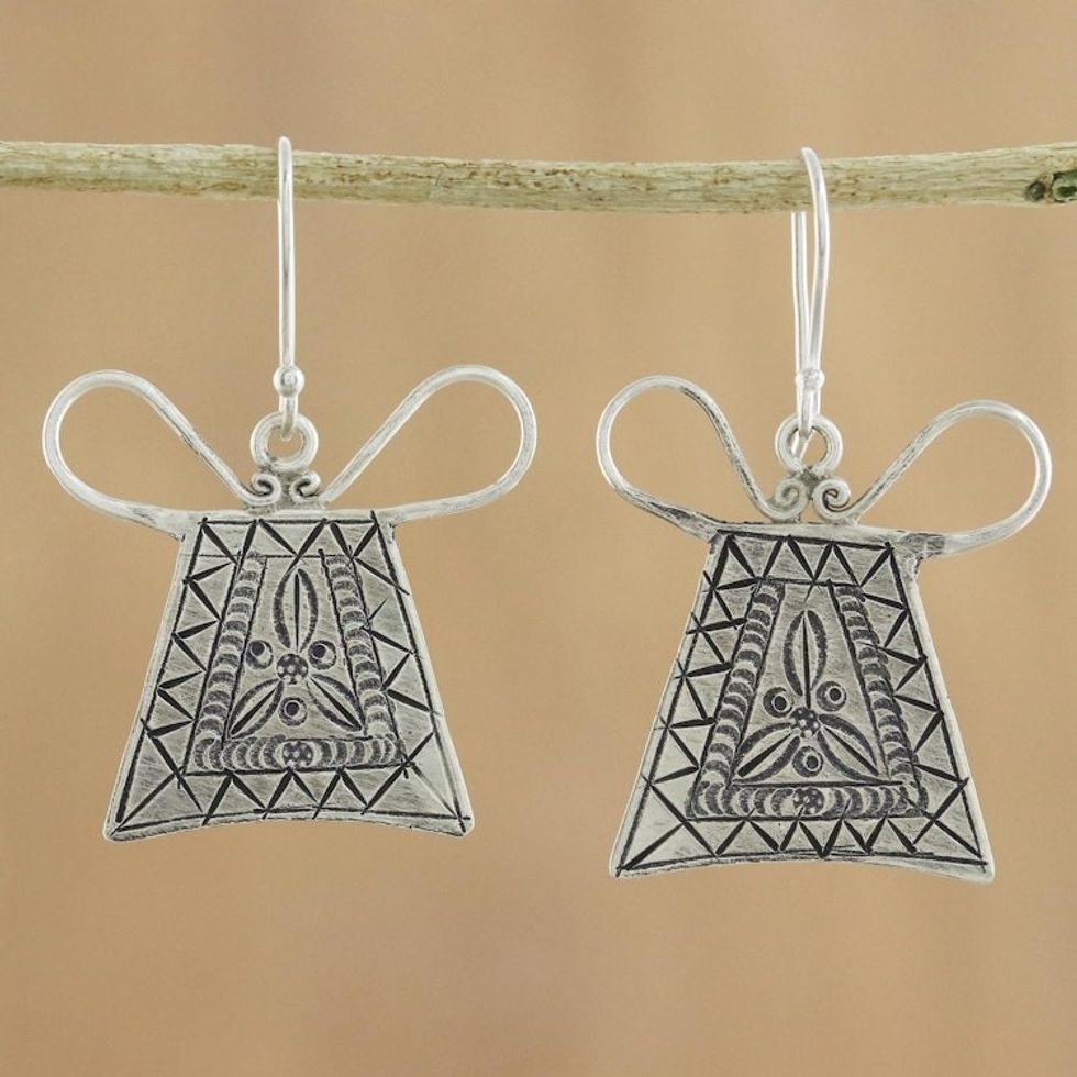 Unique 950 Silver Hmong Hill Tribe Style Earrings 'Hmong Lock'