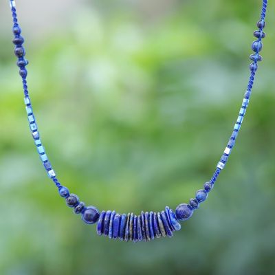 Alternate image for Macrame Lapis Lazuli and Howlite Pendant Necklace Blue Passion