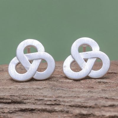 Alternate image for Brushed-Satin Celtic Knot Sterling Silver Stud Earrings Celtic Trio
