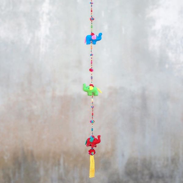Alternate image for Colorful Cotton Elephant Mobile Crafted in Thailand Splendorous Elephants