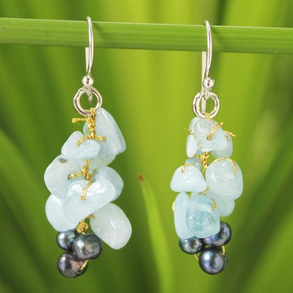 Alternate image for Unique Aquamarine Dangle Earrings Afternoon Sigh