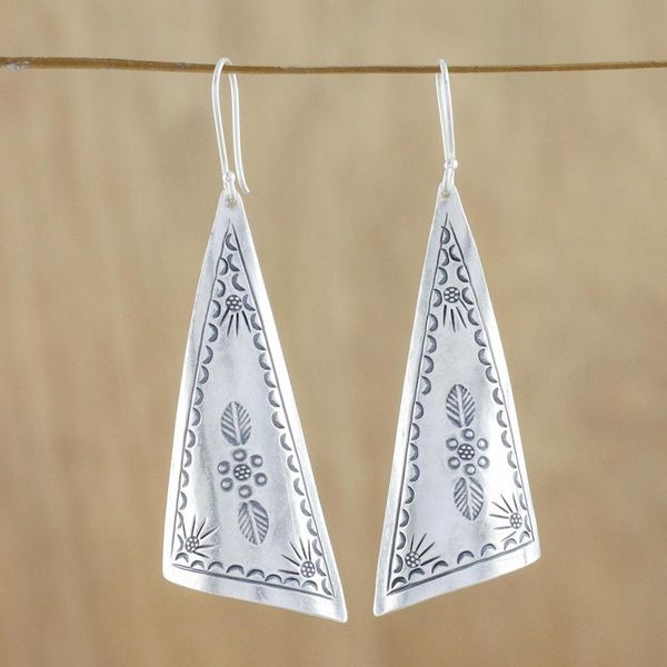 Alternate image for Triangular Karen Silver Dangle Earrings from Thailand Exotic Triangles