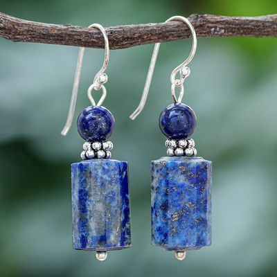 Alternate image for Lapis Lazuli Dangle Earrings from Thailand Blue Marvel