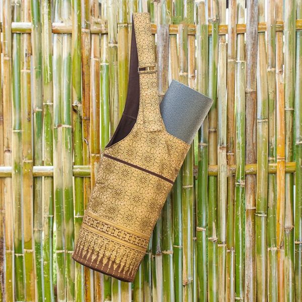 Alternate image for Thai Floral-Motif Yoga Mat Bag Healthy Life