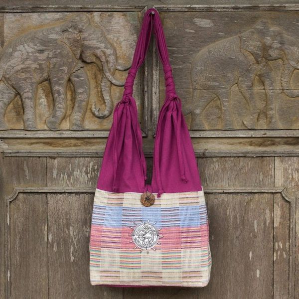 Alternate image for Unique Cotton Shoulder Bag from Thailand Siamese Blush
