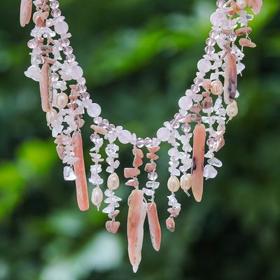 Primary image for Rose-Toned Multi-Gemstone Waterfall Necklace from Thailand Rose Bliss