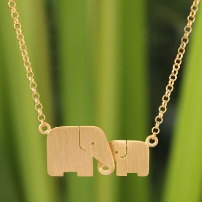 Alternate image for Gold Vermeil Elephant Necklace Family Love