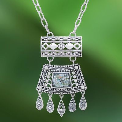 Alternate image for Silver Necklace with Roman Glass Handmade in Thailand Ancient Dance
