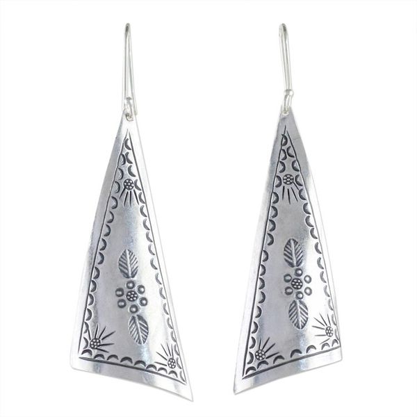 Alternate image for Triangular Karen Silver Dangle Earrings from Thailand Exotic Triangles