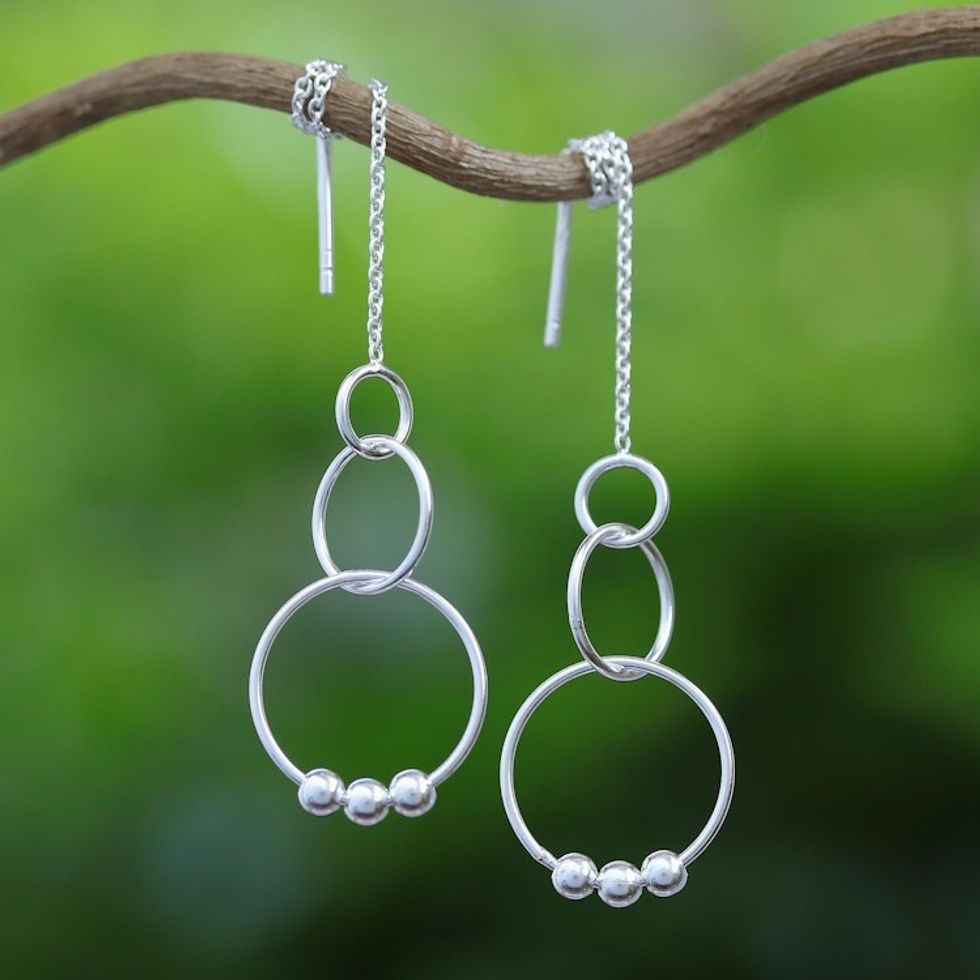 Sterling Silver Cascading Circles Threader Earrings 'Cascading Circles'