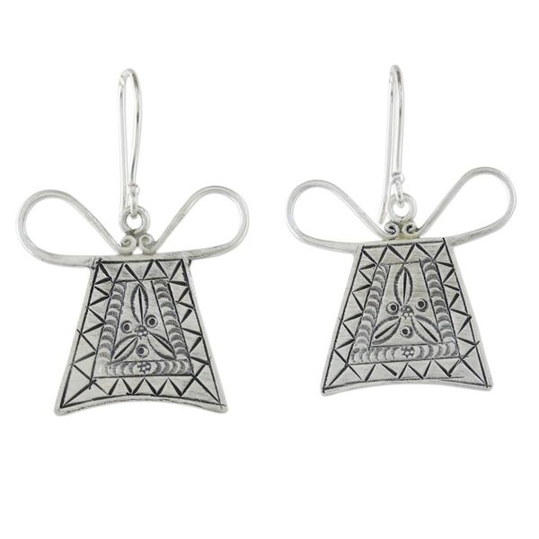 Alternate image for Unique 950 Silver Hmong Hill Tribe Style Earrings Hmong Lock