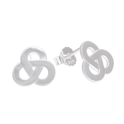 Alternate image for Brushed-Satin Celtic Knot Sterling Silver Stud Earrings Celtic Trio
