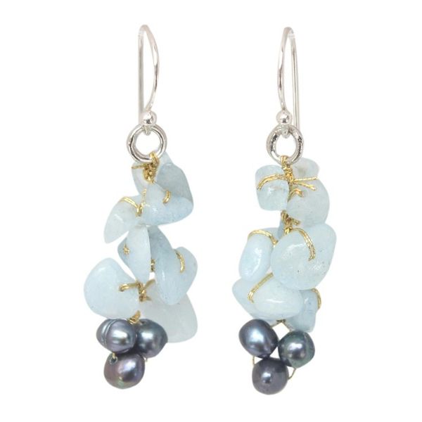 Alternate image for Unique Aquamarine Dangle Earrings Afternoon Sigh