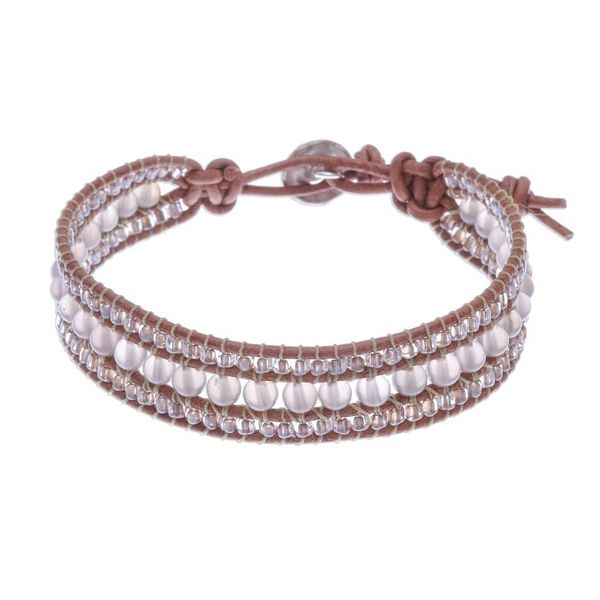 Alternate image for Chalcedony and Glass Bead Leather Bracelet Sidetracked