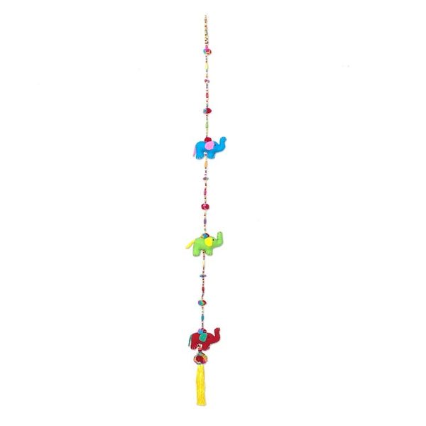 Alternate image for Colorful Cotton Elephant Mobile Crafted in Thailand Splendorous Elephants