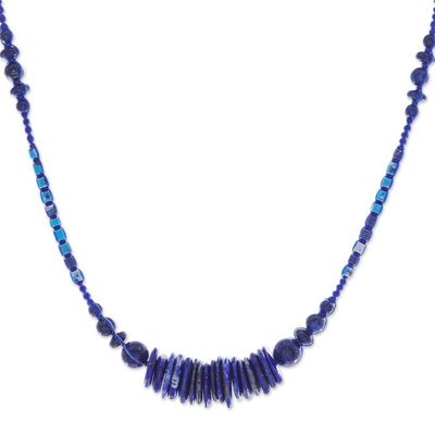 Alternate image for Macrame Lapis Lazuli and Howlite Pendant Necklace Blue Passion