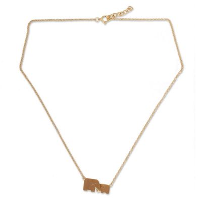 Alternate image for Gold Vermeil Elephant Necklace Family Love