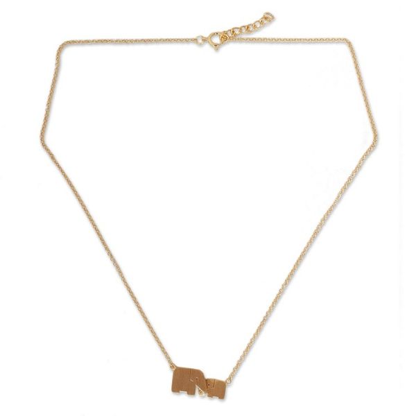 Alternate image for Gold Vermeil Elephant Necklace Family Love