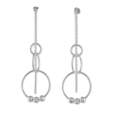 Alternate image for Sterling Silver Cascading Circles Threader Earrings Cascading Circles