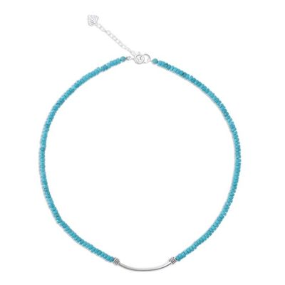 Alternate image for Blue-Green Calcite and Sterling Silver Beaded Necklace Teal Moonlight