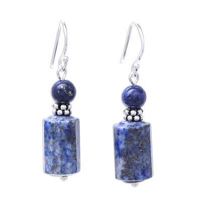 Alternate image for Lapis Lazuli Dangle Earrings from Thailand Blue Marvel