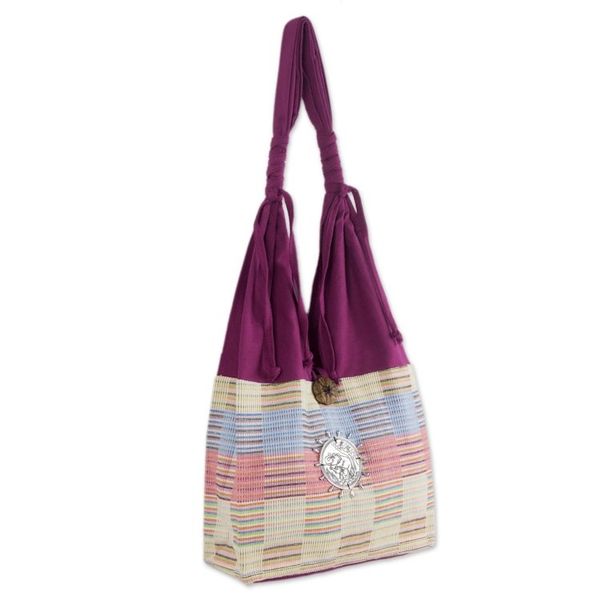 Alternate image for Unique Cotton Shoulder Bag from Thailand Siamese Blush