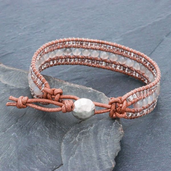 Alternate image for Chalcedony and Glass Bead Leather Bracelet Sidetracked