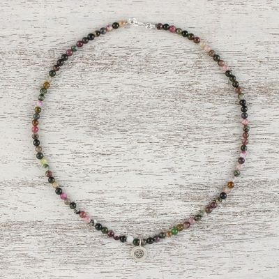 Alternate image for Tourmaline Om Beaded Pendant Necklace from Thailand Beautiful Om
