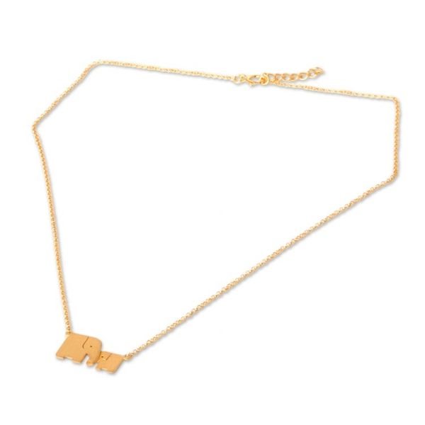 Alternate image for Gold Vermeil Elephant Necklace Family Love