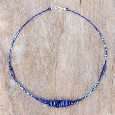 Alternate image for Macrame Lapis Lazuli and Howlite Pendant Necklace Blue Passion