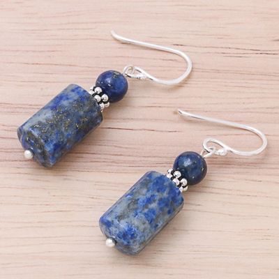 Alternate image for Lapis Lazuli Dangle Earrings from Thailand Blue Marvel