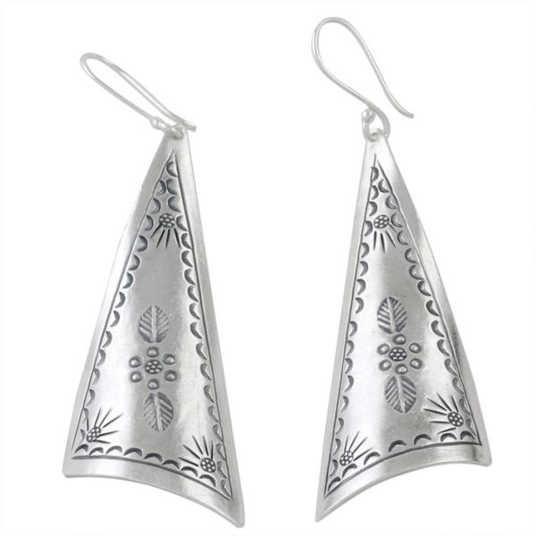Alternate image for Triangular Karen Silver Dangle Earrings from Thailand Exotic Triangles