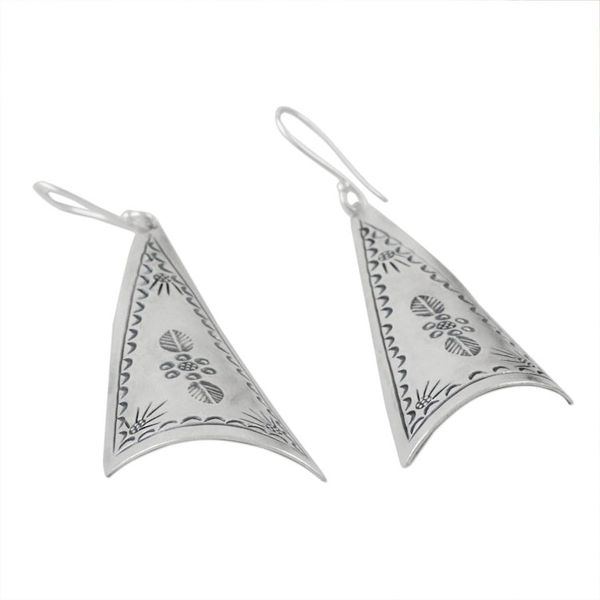Alternate image for Triangular Karen Silver Dangle Earrings from Thailand Exotic Triangles