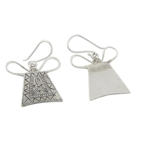 Alternate image for Unique 950 Silver Hmong Hill Tribe Style Earrings Hmong Lock