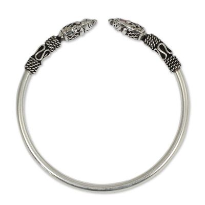 Alternate image for Artisan Crafted Sterling Silver Elephant Cuff Bracelet Proud Elephant