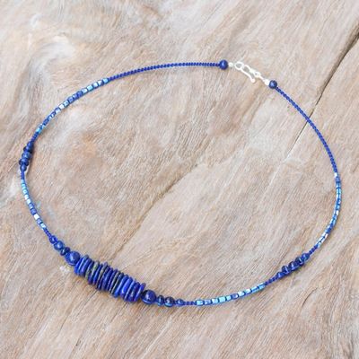 Alternate image for Macrame Lapis Lazuli and Howlite Pendant Necklace Blue Passion
