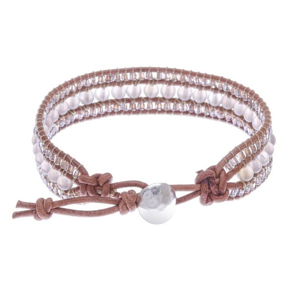 Alternate image for Chalcedony and Glass Bead Leather Bracelet Sidetracked