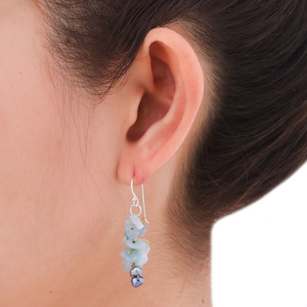 Alternate image for Unique Aquamarine Dangle Earrings Afternoon Sigh
