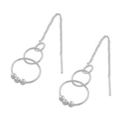 Alternate image for Sterling Silver Cascading Circles Threader Earrings Cascading Circles