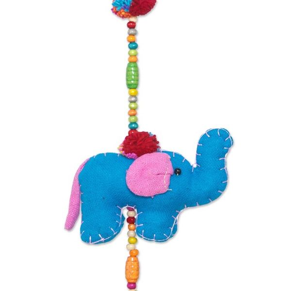 Alternate image for Colorful Cotton Elephant Mobile Crafted in Thailand Splendorous Elephants