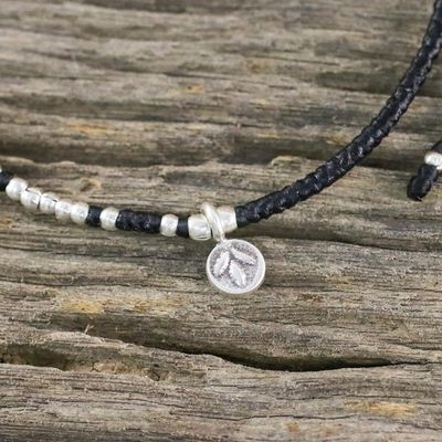 Alternate image for Bohemian Black Cord and 950 Silver Beaded Bracelet Bohemian Life in Black