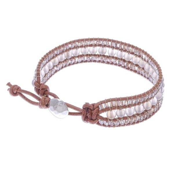 Alternate image for Chalcedony and Glass Bead Leather Bracelet Sidetracked