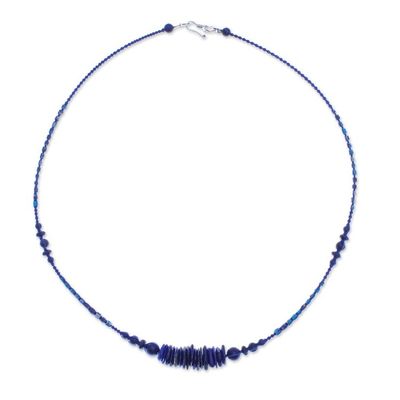Alternate image for Macrame Lapis Lazuli and Howlite Pendant Necklace Blue Passion
